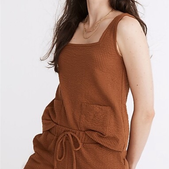 Madewell Size Medium in Warm Coffee Waffle Knit Seersucker Drawstring Shorts - Picture 4 of 9